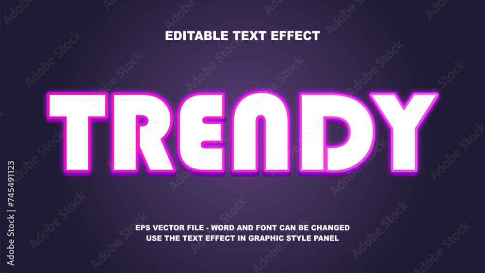 Editable Text Effect Trendy 3D Vector Template