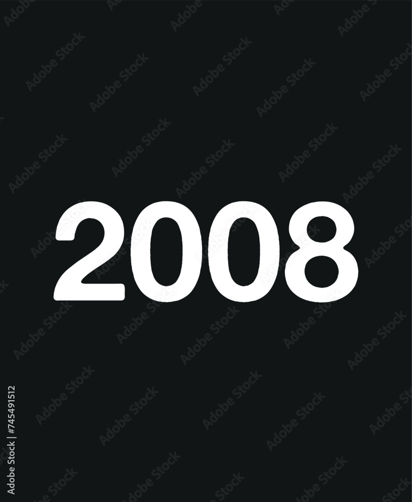 2008 Year. Vector with year for birthday and celebration date. Design isolated on black background 2008 Year. Vector with year for birthday and celebration date. Design isolated on black background