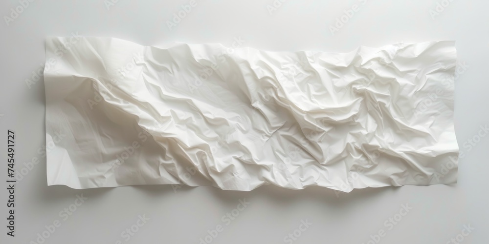 Obraz premium A white paper napkin, made from a paper towel, representing a conceptual minimalist sculpture with heavy use of palette knives, playful performance art, and a handscroll on a white background.