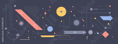 geometric shapes set different figures and arrows collection financial technology fintech concept horizontal