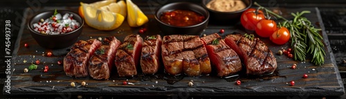 Grill masters selection with premium steaks and seafood photo