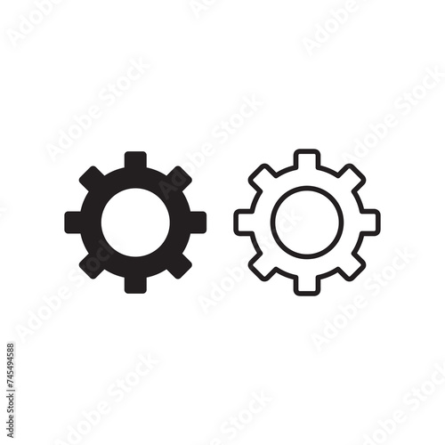  Settings icon vector. Gear sign flat illustration on white background..eps