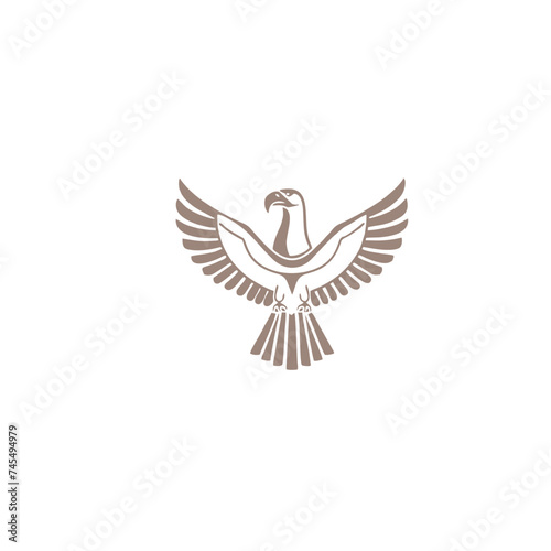 Horus mono line logo icon design template.Eagle, line, flat vector illustration.