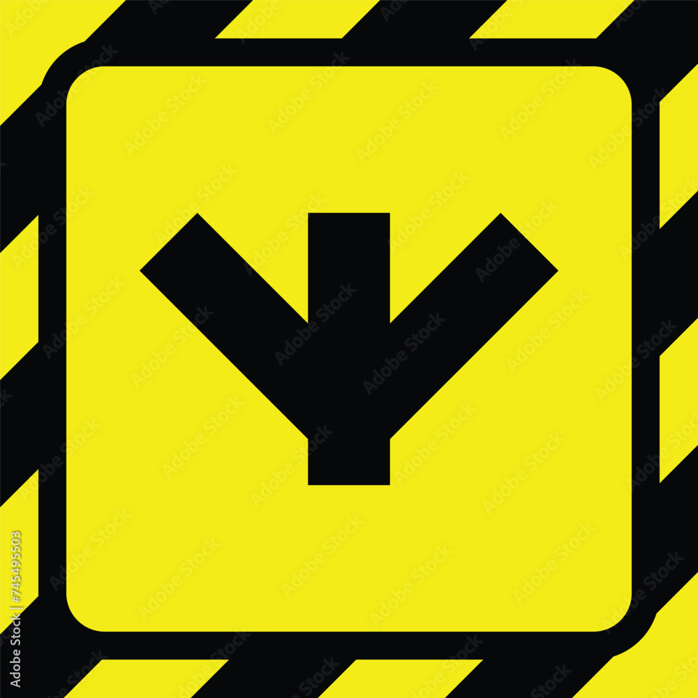Fototapeta premium Crossroads yellow line black stripe caution tapes danger warning ribbons. construction sites, banner traffic sign symbol logo design for web mobile isolated white background illustration.