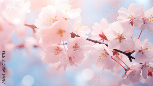 Beautiful blossoming sakura branch.