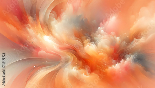 Dynamic Peach Abstract Background with Vibrant Textures. Peach fuzz color of the year.