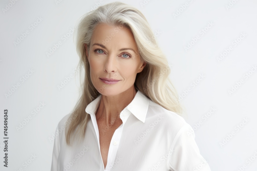 Portrait of beautiful mature businesswoman with blond hair, isolated on white background Portrait of beautiful mature businesswoman with blond hair, isolated on white background