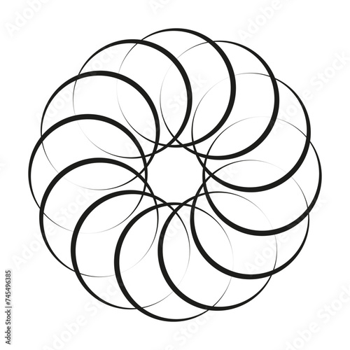 Geometric flower pattern. Overlapping circles art. Symmetry, elegance. Vector illustration. EPS 10.
