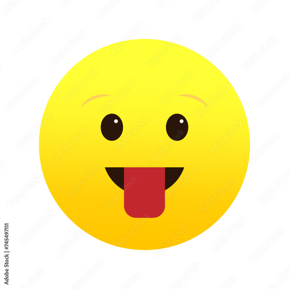 Fototapeta premium Cheerful yellow emoji. Playful face expression. Vector illustration. EPS 10.