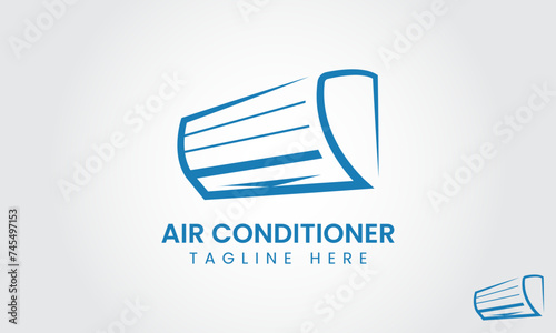 Air Conditioner Logo Design Template. Air Conditioning And Snowflake With Twist, Logo Template. Construction, Repair And Installation Of Air Conditioners, Vector Design, Illustration.