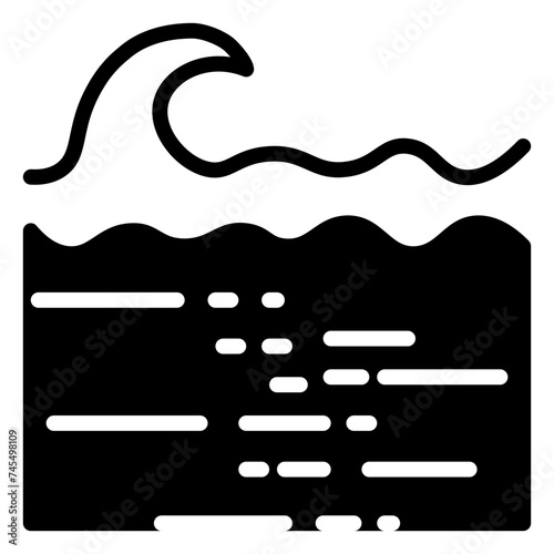 Ocean icon, glyph icon style