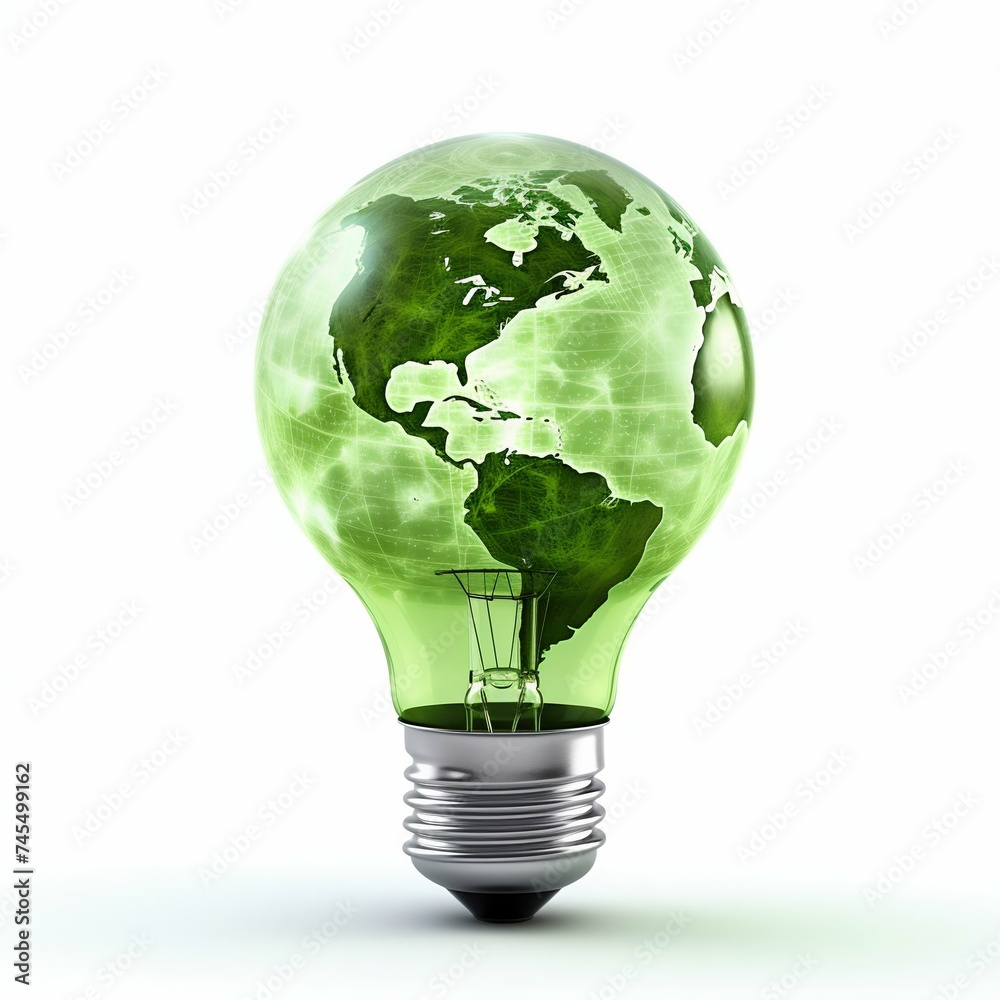 Eco-Innovation Concept with Earth Light Bulb. Generative ai