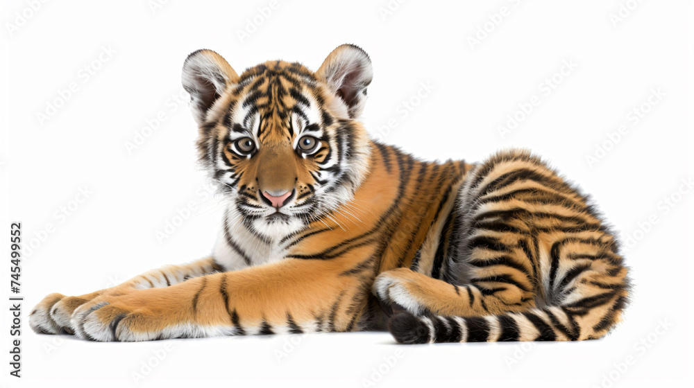 Baby tiger isolated on white background