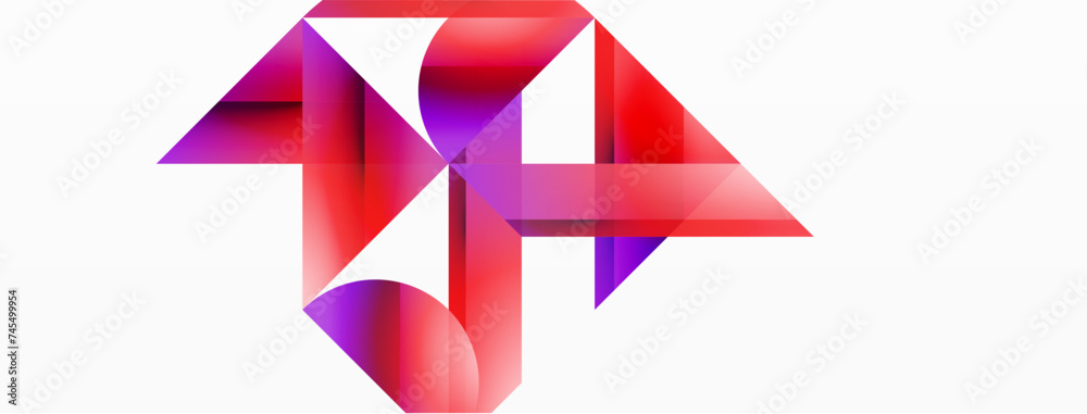 Gradient color triangles and circles on white. Dynamic blend creating captivating visual impact. Geometric background for digital designs, presentations, website banners, social media posts Gradient color triangles and circles on white. Dynamic blend creating captivating visual impact. Geometric background for digital designs, presentations, website banners, social media posts