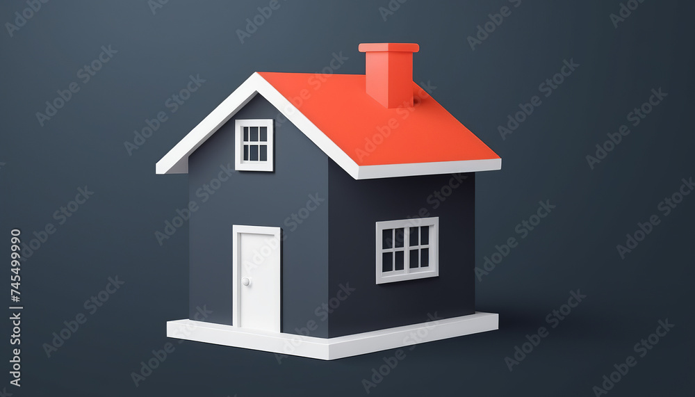 Modern Flat Style Vector Illustration of 3D Home Icon