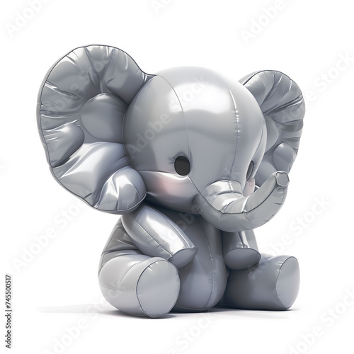 A cute elephant made of inflatable glossy plastic, AI-generated illustration © Guga