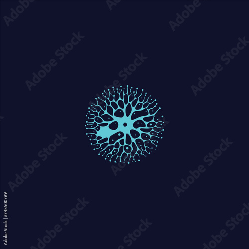 Human Neuron Logo Design, Symbol Vector