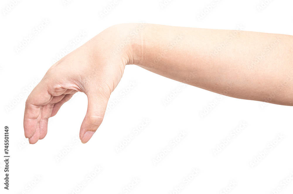 isolated of male hand holding something like a bottle or can. isolated of male hand holding something like a bottle or can.