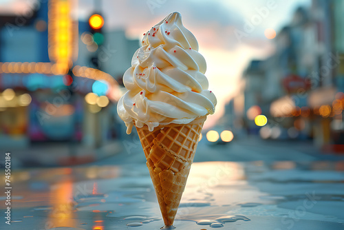 ice cream cone on a beautiful background 
