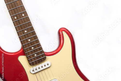 Electric guitar body isolated on white background. Entertainment and music concept.