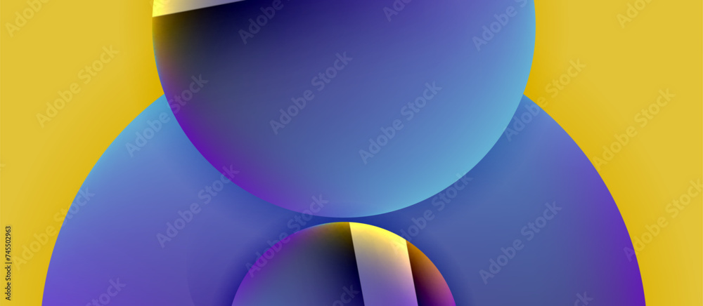 Glossy metal glowing circles geometric background. Minimal abstract composition. Vector illustration For Wallpaper, Banner, Background, Card, Book Illustration, landing page