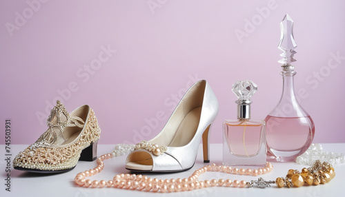 Stylish Women’s Shoes, Perfume, and Beads Display