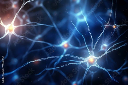 Neuron cells knots. Micro science. Generate Ai