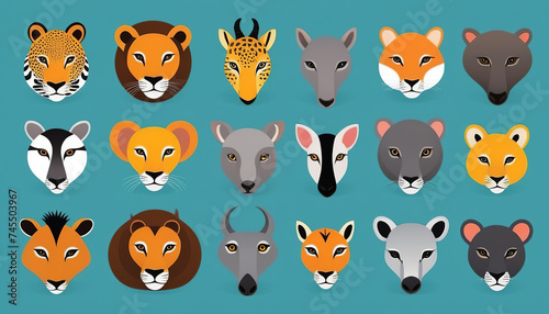 Flat Style Vector Illustration of Iconic African Animals