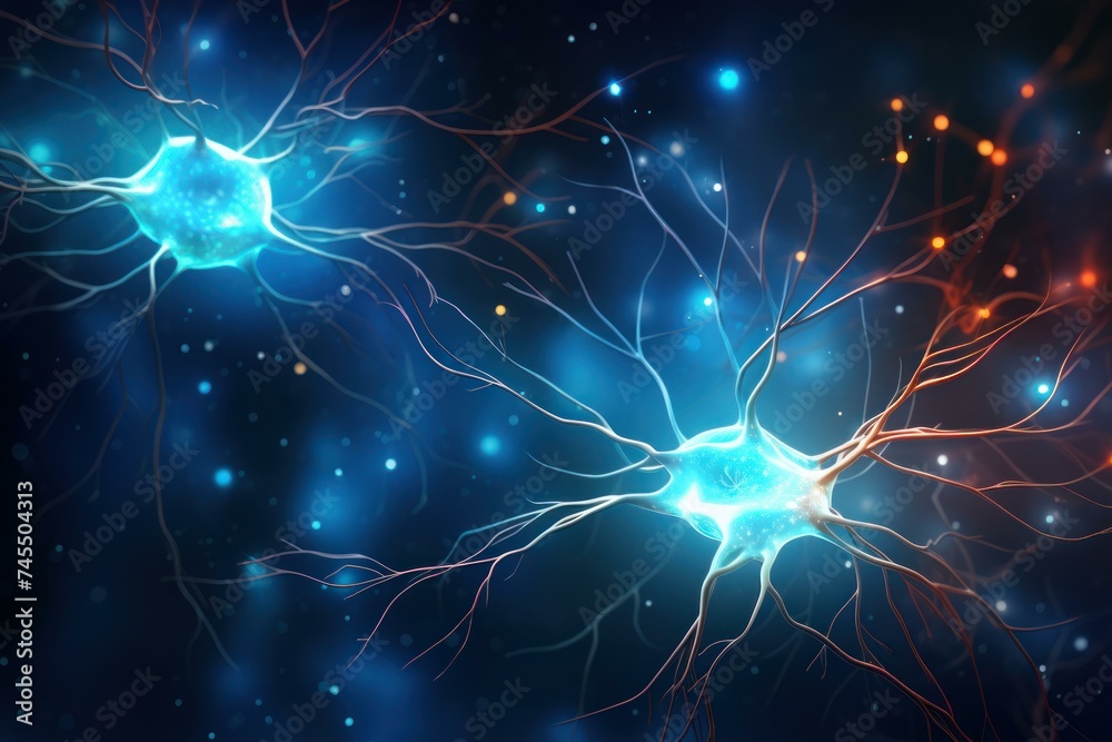Neurons brain. Receptor system mind. Generate Ai Neurons brain. Receptor system mind. Generate Ai