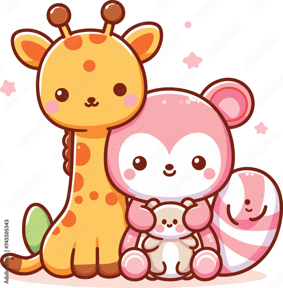 Fototapeta premium cute funny animal cartoon vector on white background 