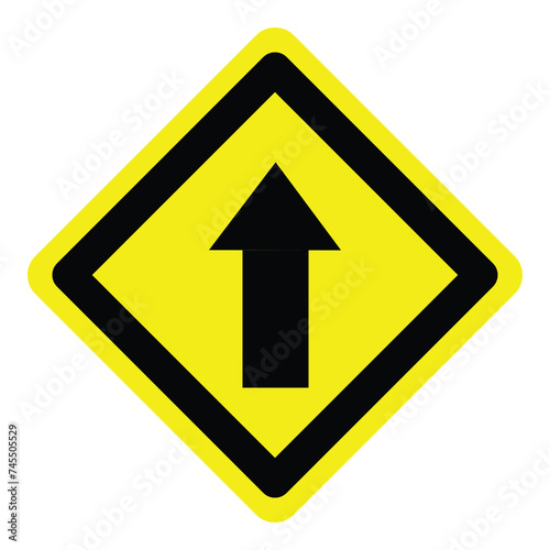 yellow forward go straight arrow road traffic warning caution sign direction icon. exclamation, hazard sign symbol logo design for web mobile isolated white background illustration