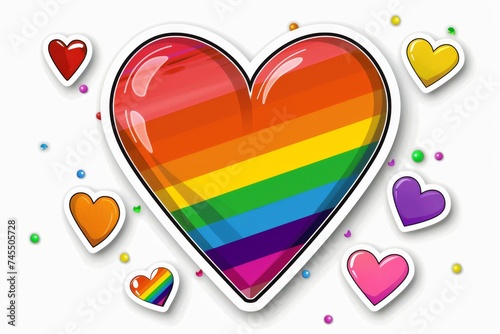 LGBTQ Sticker beloved design. Rainbow courageous sticker motive polite diversity Flag illustration. Colored lgbt parade demonstration cyber freedom. Gender speech and rights spesexual