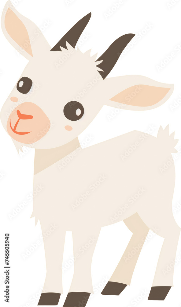Cute goat cartoon character isolated.