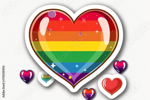 LGBTQ Sticker progressive design. Rainbow love discourse motive tactful diversity Flag illustration. Colored lgbt parade demonstration transition. Gender speech and rights cooperation © Leo