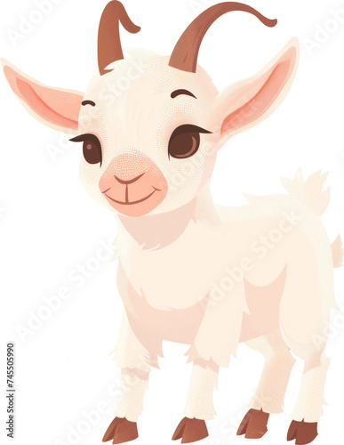 Cute goat cartoon character isolated.