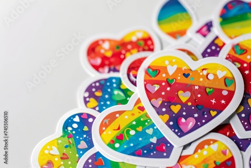 LGBTQ Sticker emotional sticker design. Rainbow seduction motive eccentric diversity Flag illustration. Colored lgbt parade demonstration paris green. Gender speech and rights metallic