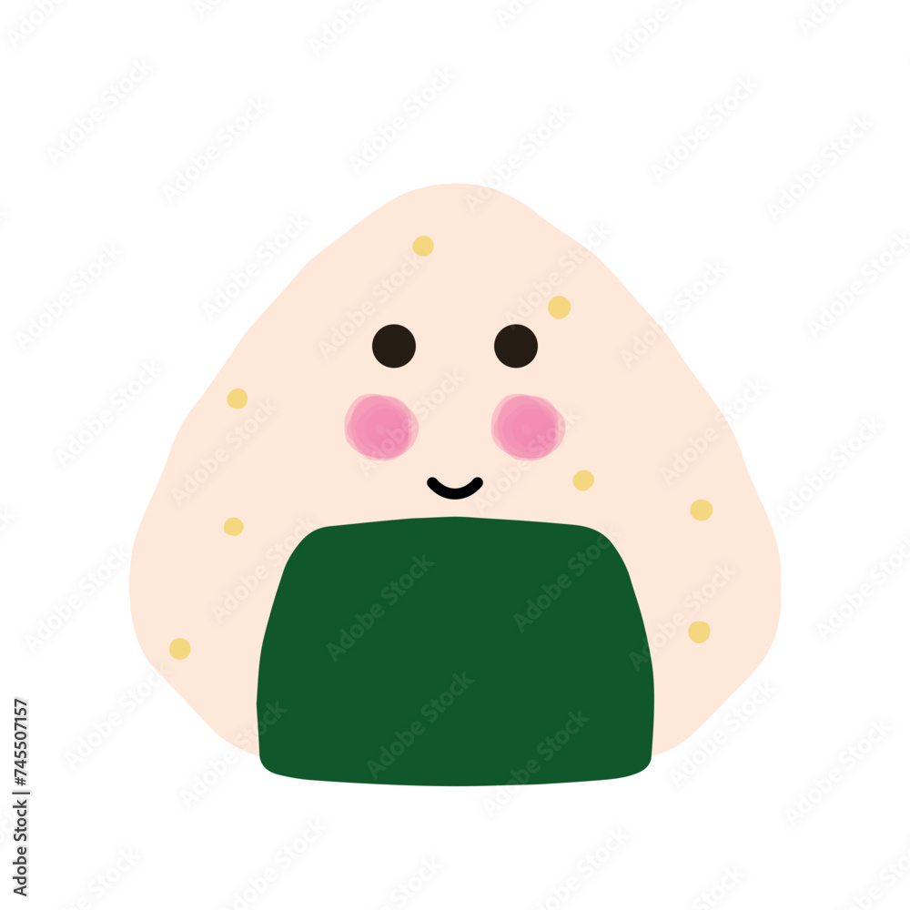Onigiri in Cute Kawaii Japanese Food Vector Illustration Onigiri in Cute Kawaii Japanese Food Vector Illustration