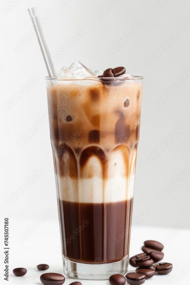 an iced coffee with whipped cream and chocolate drizzle an iced coffee with whipped cream and chocolate drizzle