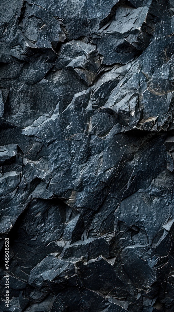 A black stone with visible cracks running through its surface.