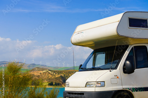 Camper camping on nature