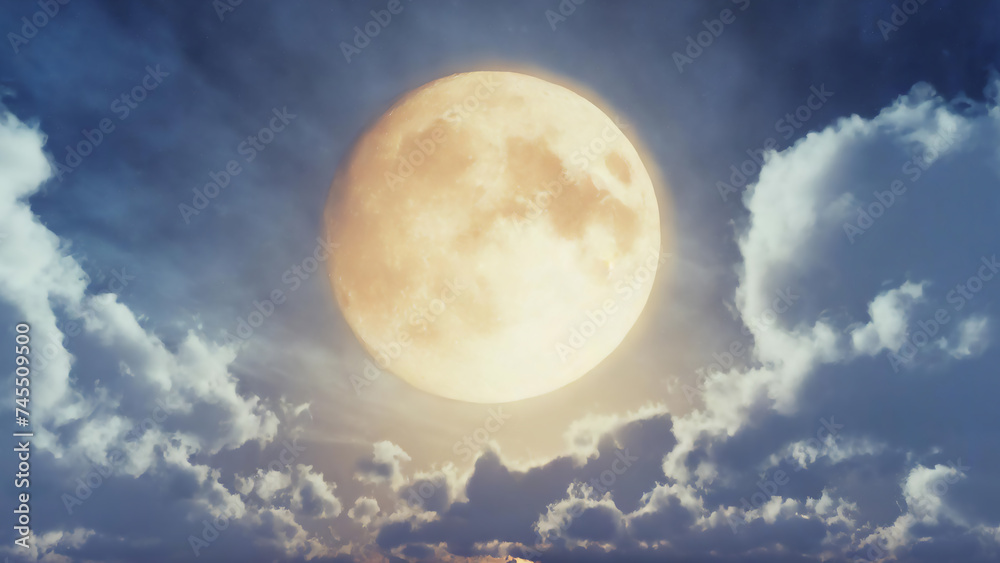 満月と雲 AI画像 ジェネレーティブ AI 満月と雲 AI画像 ジェネレーティブ AI