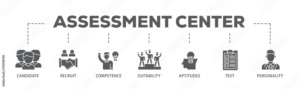 Assessment banner web icon illustration concept with icon of user candidate, recruit, competence, suitability, aptitudes, test and personality icon live stroke and easy to edit Assessment banner web icon illustration concept with icon of user candidate, recruit, competence, suitability, aptitudes, test and personality icon live stroke and easy to edit