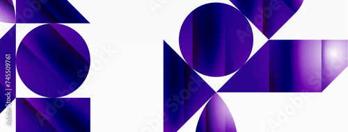 Serene gradient template. Circles and triangles mingle in minimalist perfection. Gentle fusion of forms and hues creates balanced yet captivating backdrop, embodying modern sophistication