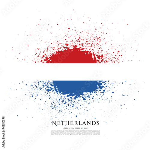 Canvas Print Flag of Netherlands, vector illustration, brush stroke background