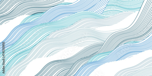 青　和柄　波　背景	