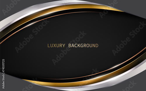 Luxury golden and silver curve shapes on a dark background. Vector illustration