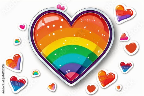 LGBTQ Sticker fuzzy design. Rainbow pride parade sticker motive obliged sticker diversity Flag illustration. Colored lgbt parade demonstration stunning. Gender speech and rights prideful photo