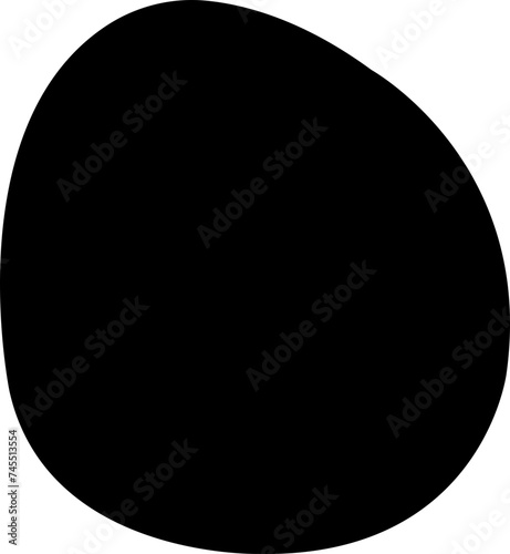 Blob black shape icon in fill style, random abstract stain, bubble silhouette, irregular liquid shape art spot isolated on transparent background. Amoeba form. Circle vector drop. Graphic round shape.