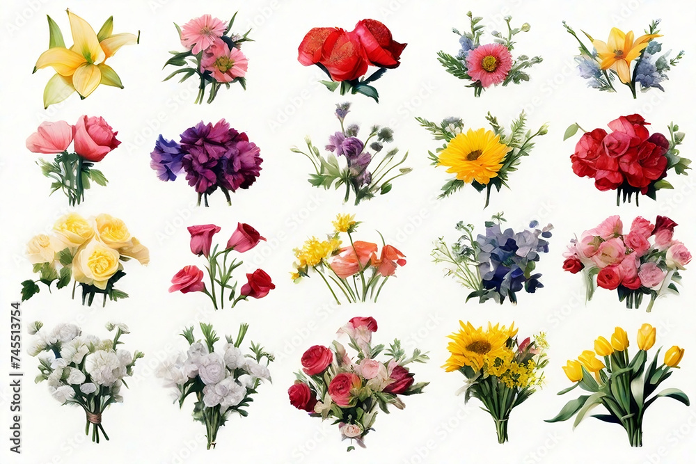 set of flowers 51 - obrazy, fototapety, plakaty 