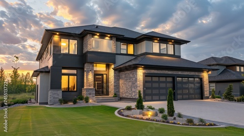 A modern and spacious two-story house, perfect for showcasing in business rentals, homes for sale, and advertisements